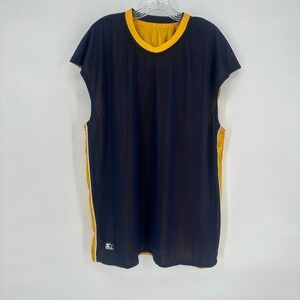 Starter‎ Reversible Mesh Basketball Jersey Navy Yellow Sleeveless Vintage